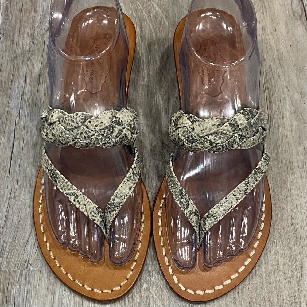 Tuccia Prima for Henri Bendel Braided Snakeskin Print Sandals